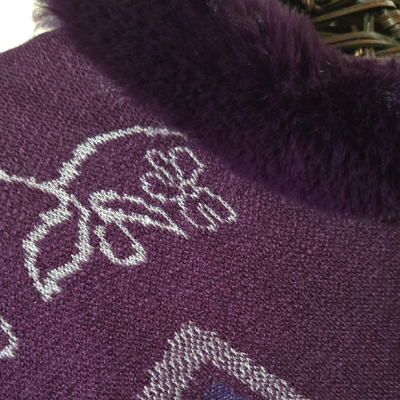 Pinklicious Purple Poncho with Fringe - Picture 15 of 16